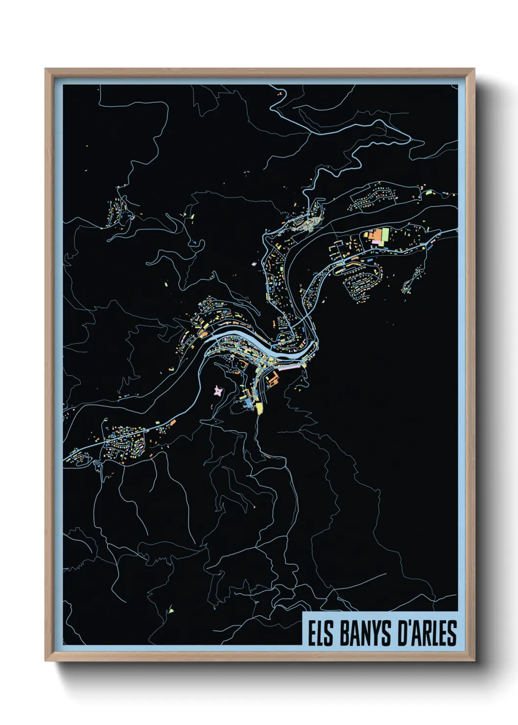 Une affiche de carte sur els Banys d'Arles