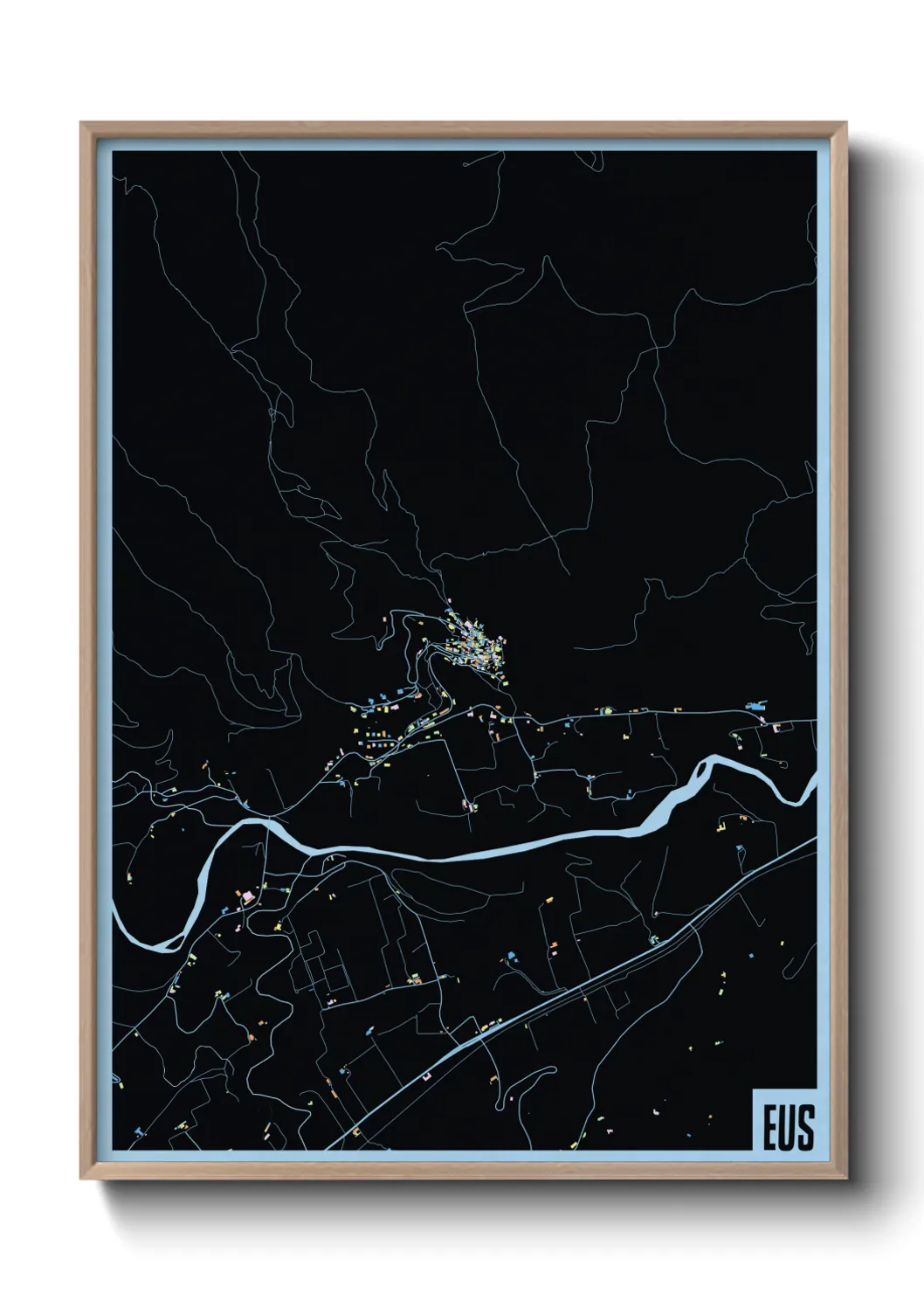 Une affiche de carte sur Eus