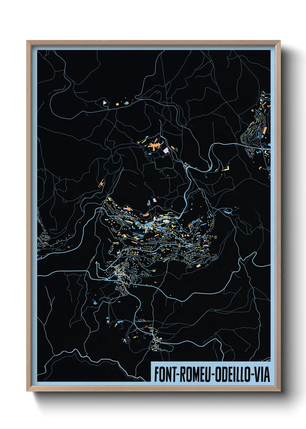 Une affiche de carte sur Font-Romeu-Odeillo-Via