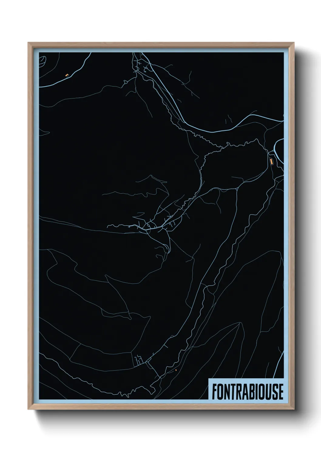 Une affiche de carte sur Fontrabiouse