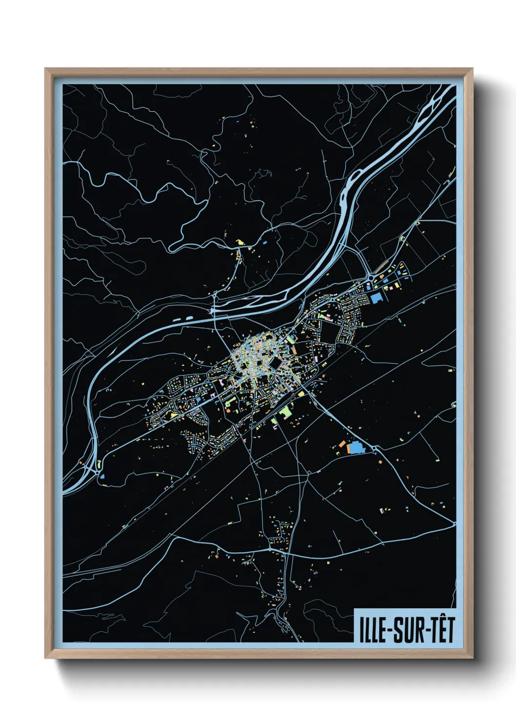 Une affiche de carte sur Ille-sur-Têt