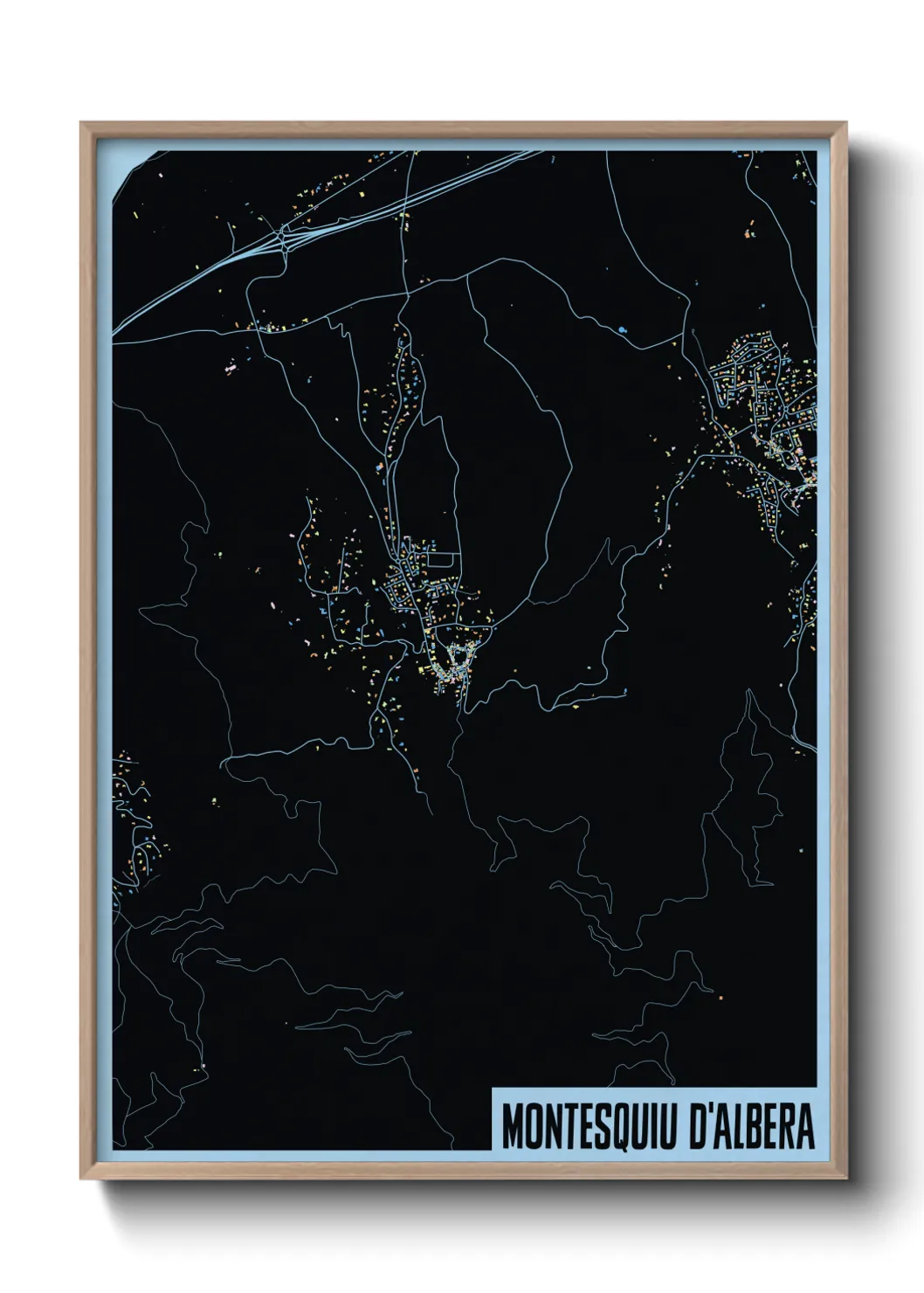 Une affiche de carte sur Montesquiu d'Albera