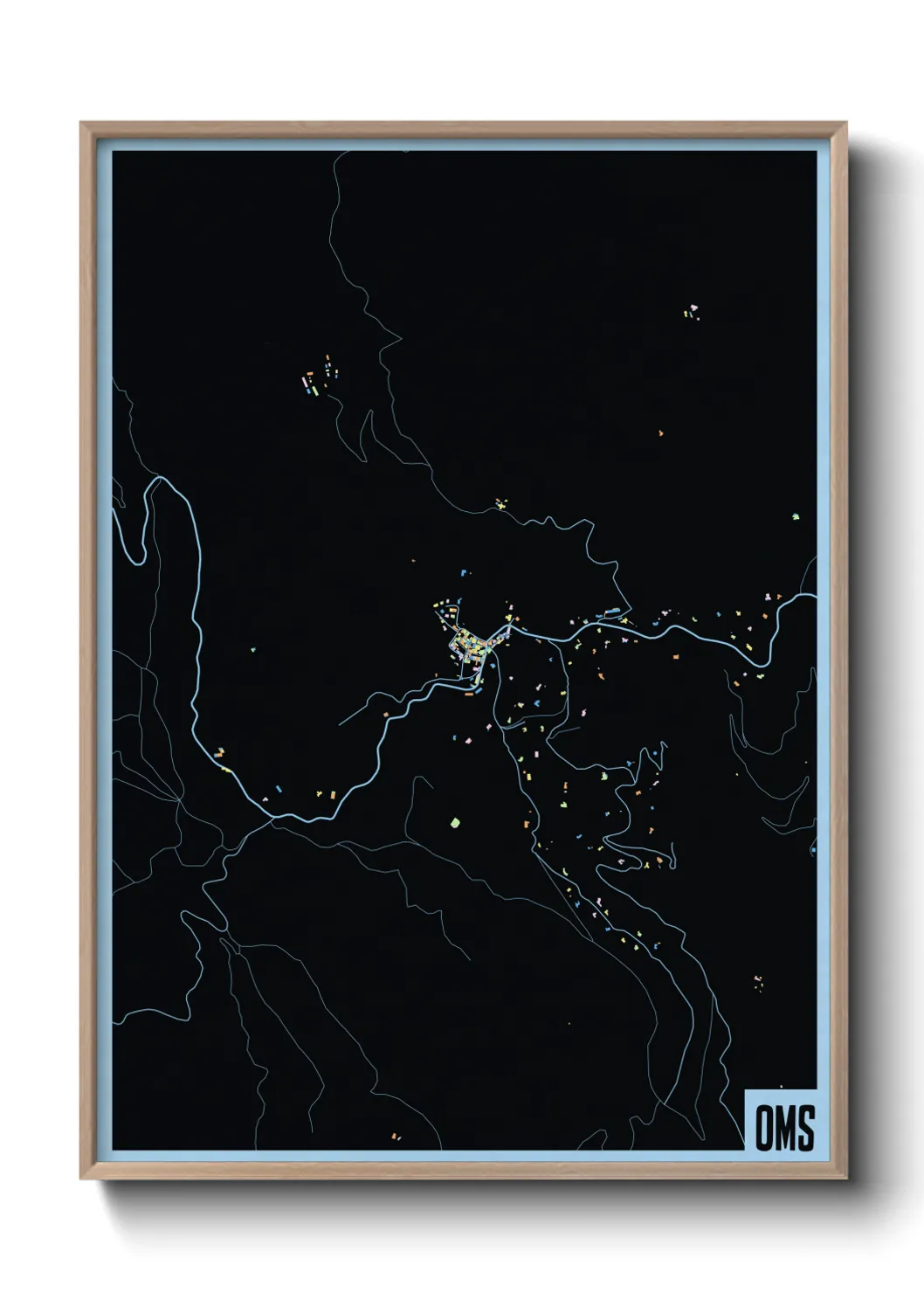 Une affiche de carte sur Oms