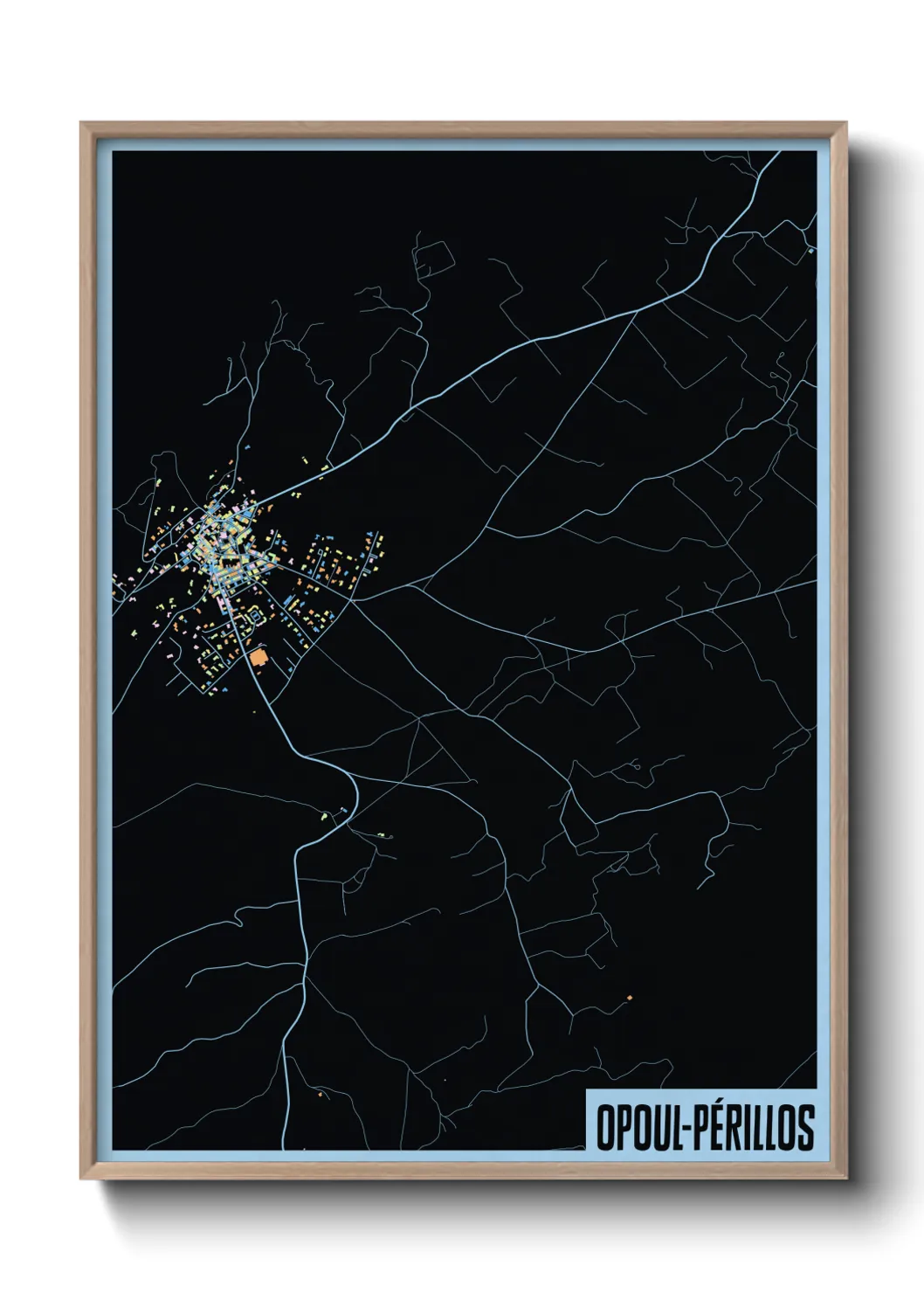 Une affiche de carte sur Opoul-Périllos