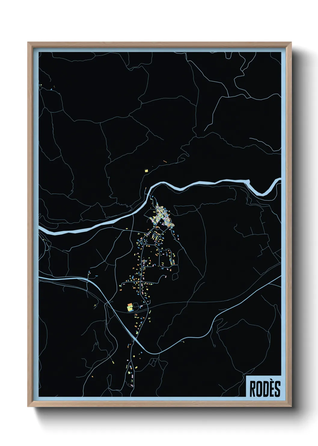 Une affiche de carte sur Rodès