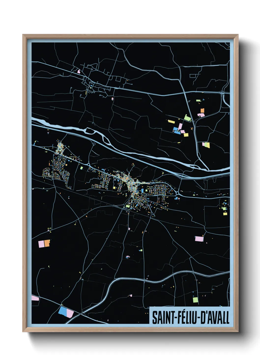 Une affiche de carte sur Saint-Féliu-d'Avall