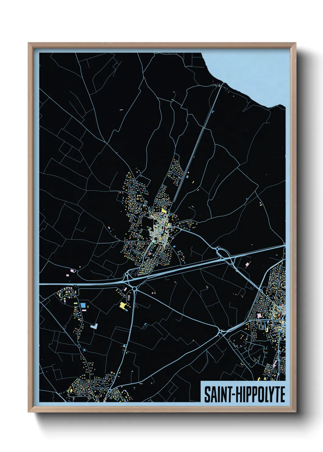 Une affiche de carte sur Saint-Hippolyte