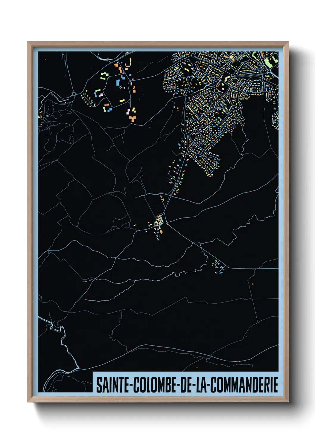 Une affiche de carte sur Sainte-Colombe-de-la-Commanderie