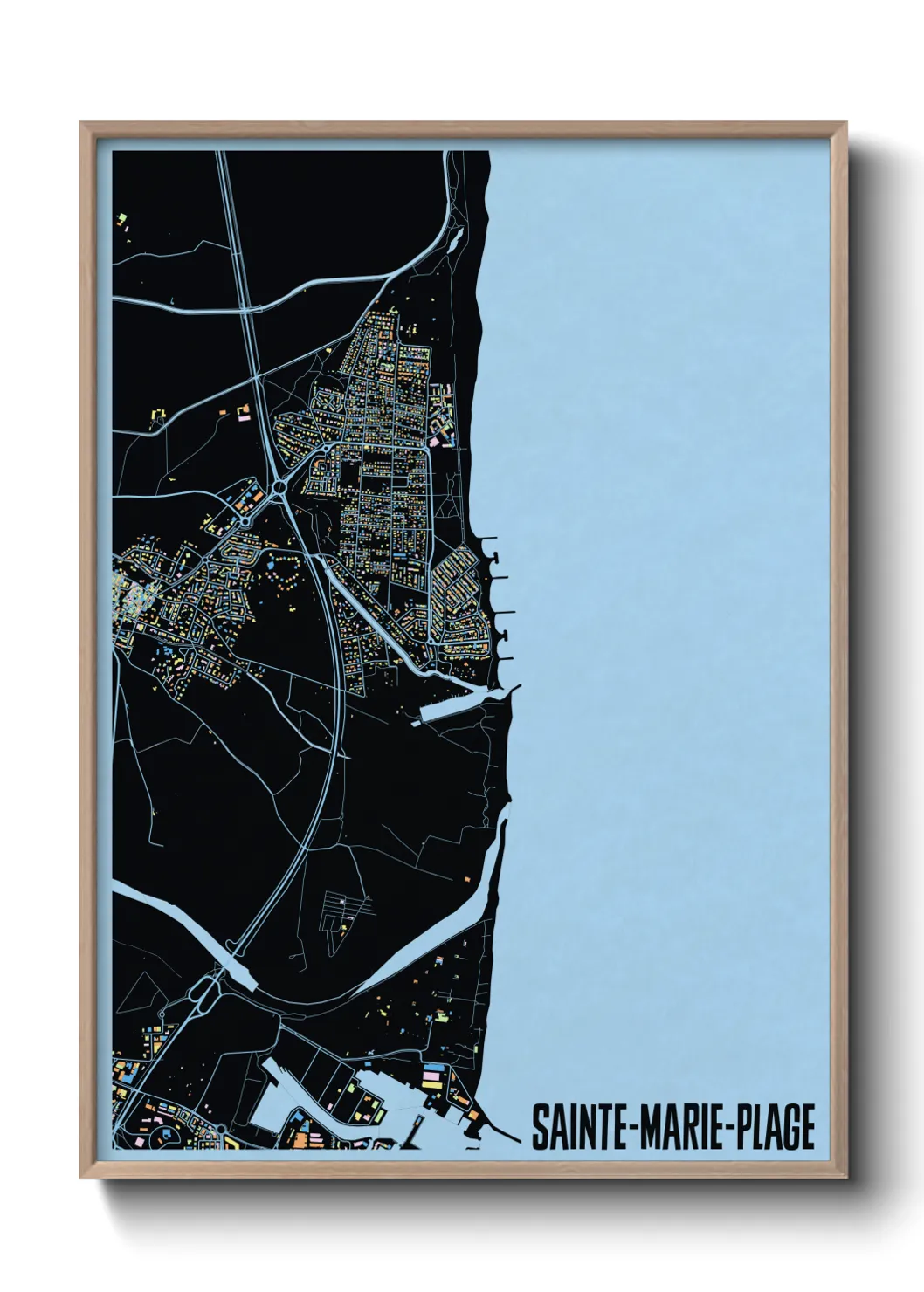 Une affiche de carte sur Sainte-Marie-Plage