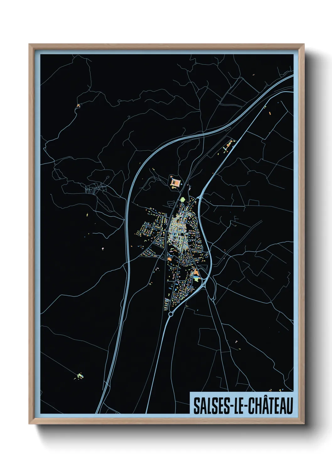 Une affiche de carte sur Salses-le-Château