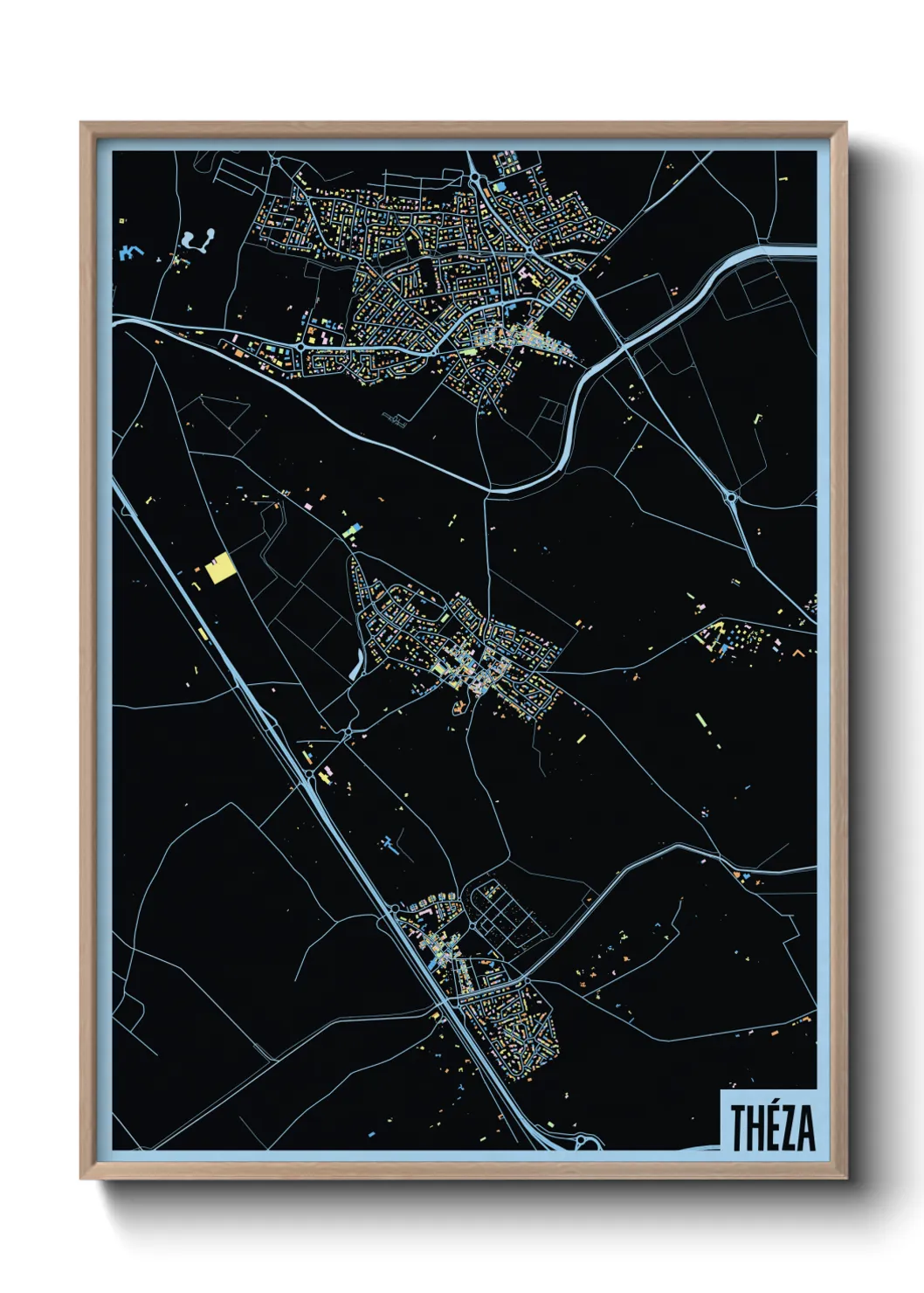 Une affiche de carte sur Théza