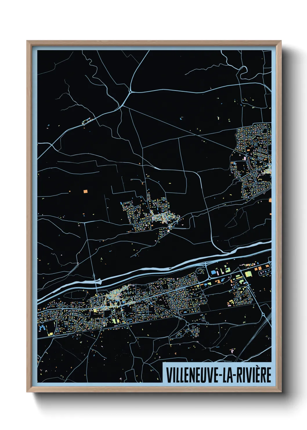 Une affiche de carte sur Villeneuve-la-Rivière