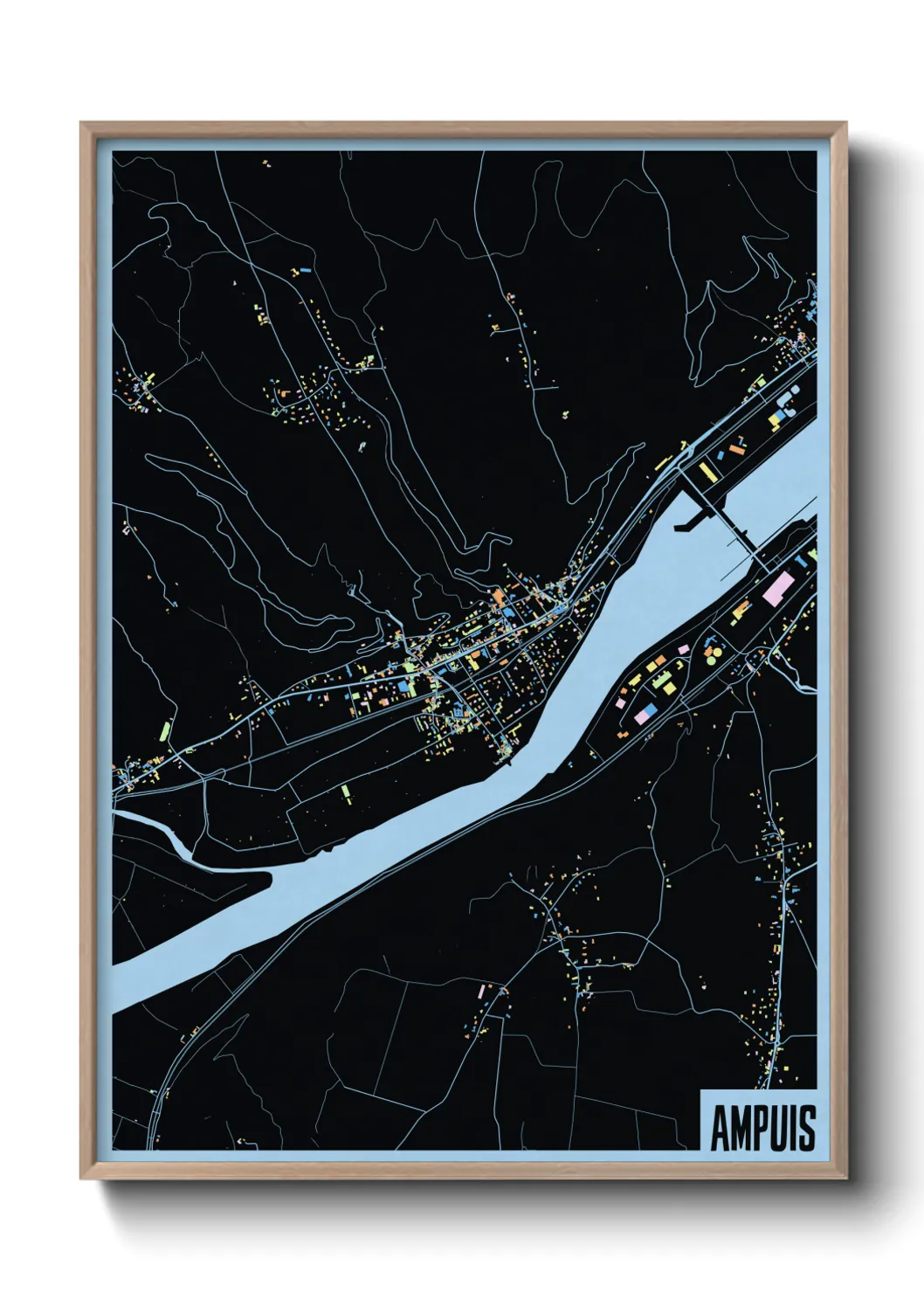 Une affiche de carte sur Ampuis