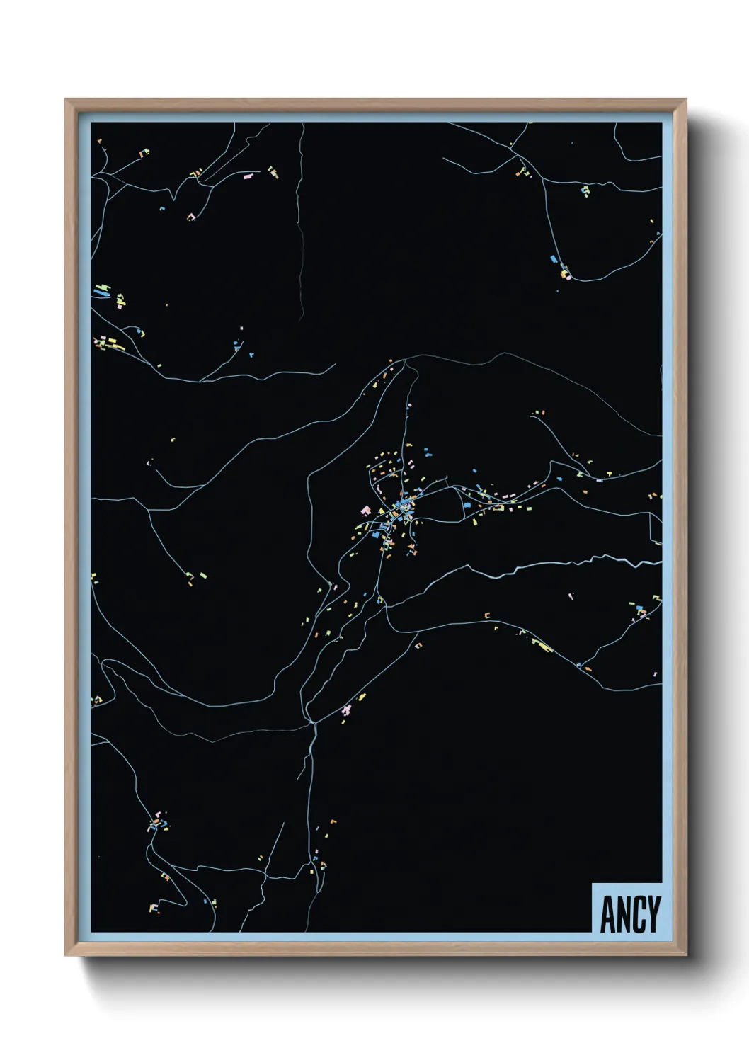 Une affiche de carte sur Ancy