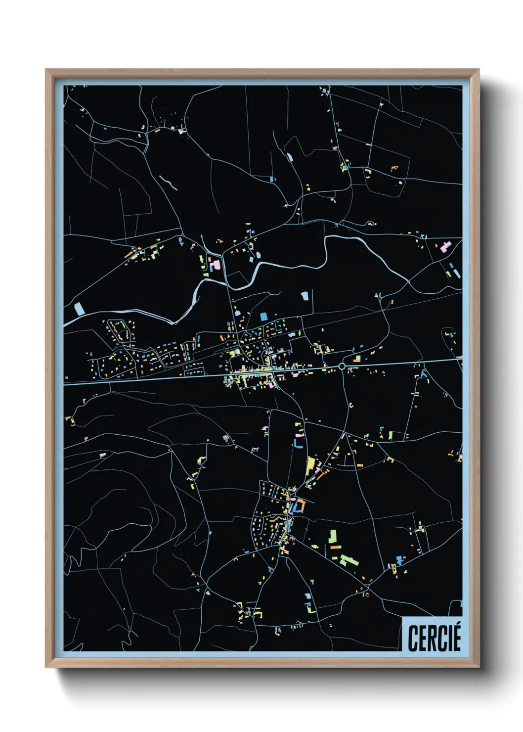 Une affiche de carte sur Cercié