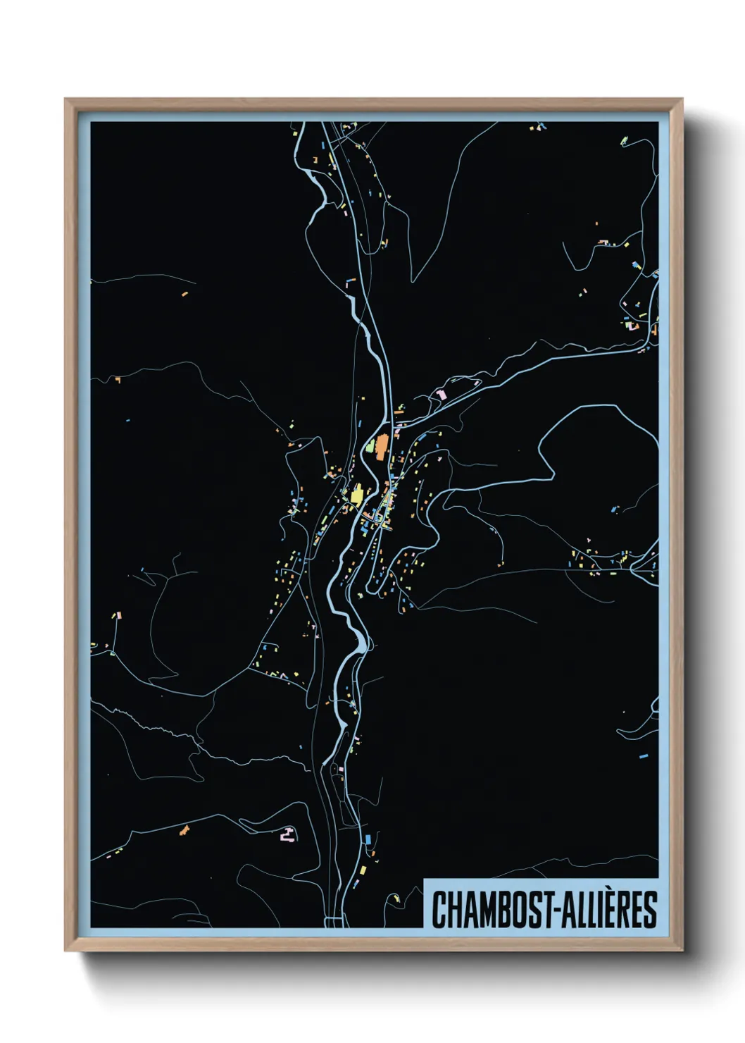 Une affiche de carte sur Chambost-Allières