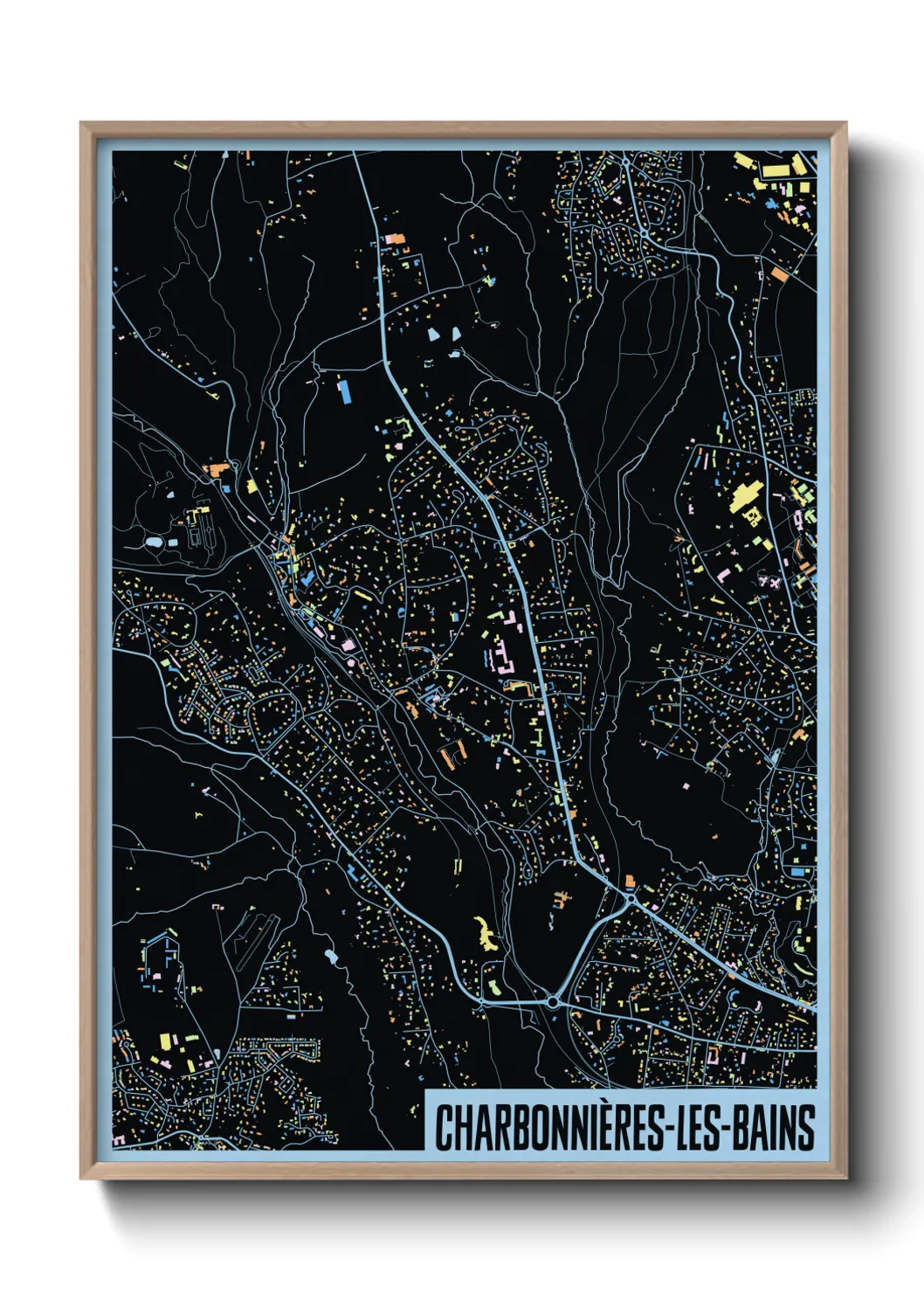 Une affiche de carte sur Charbonnières-les-Bains