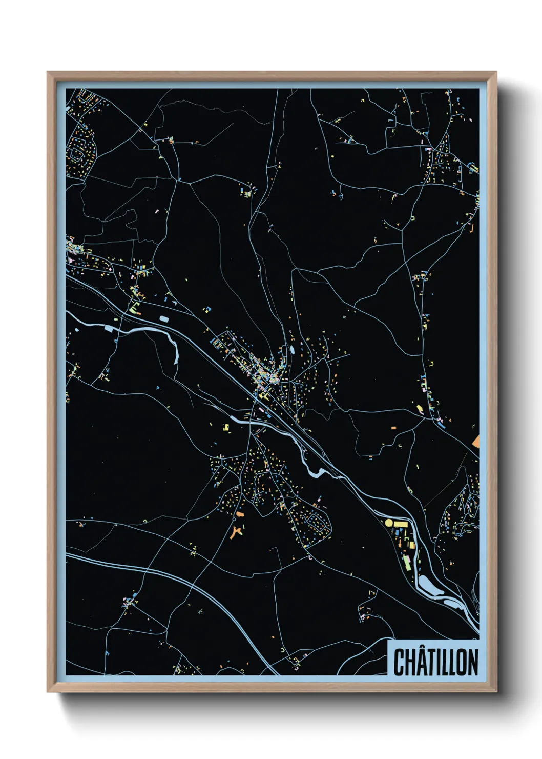 Une affiche de carte sur Châtillon