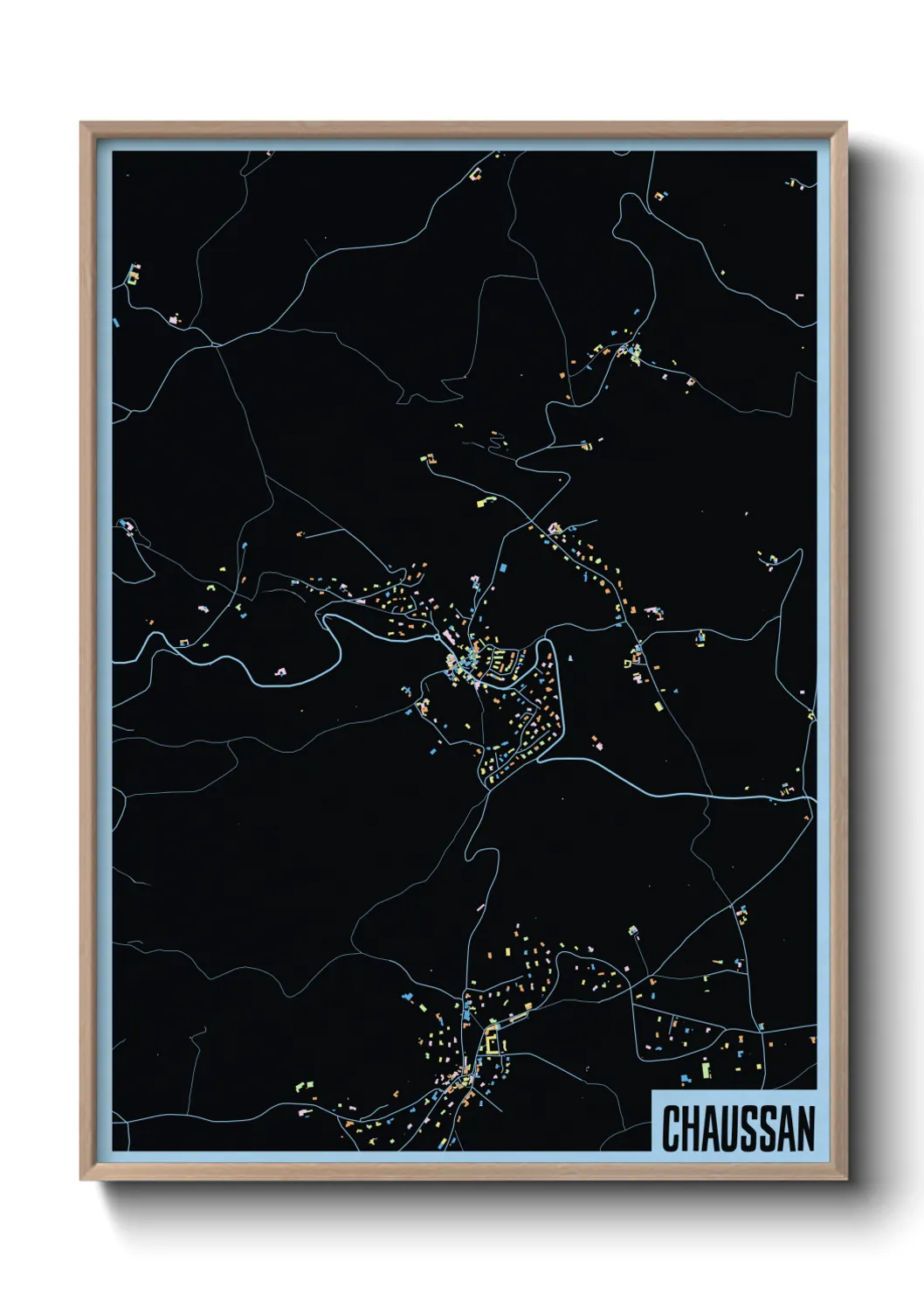 Une affiche de carte sur Chaussan