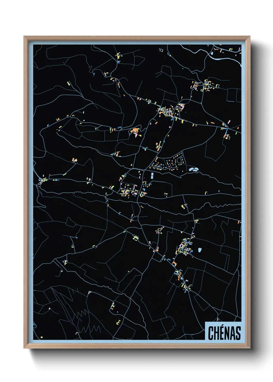 Une affiche de carte sur Chénas