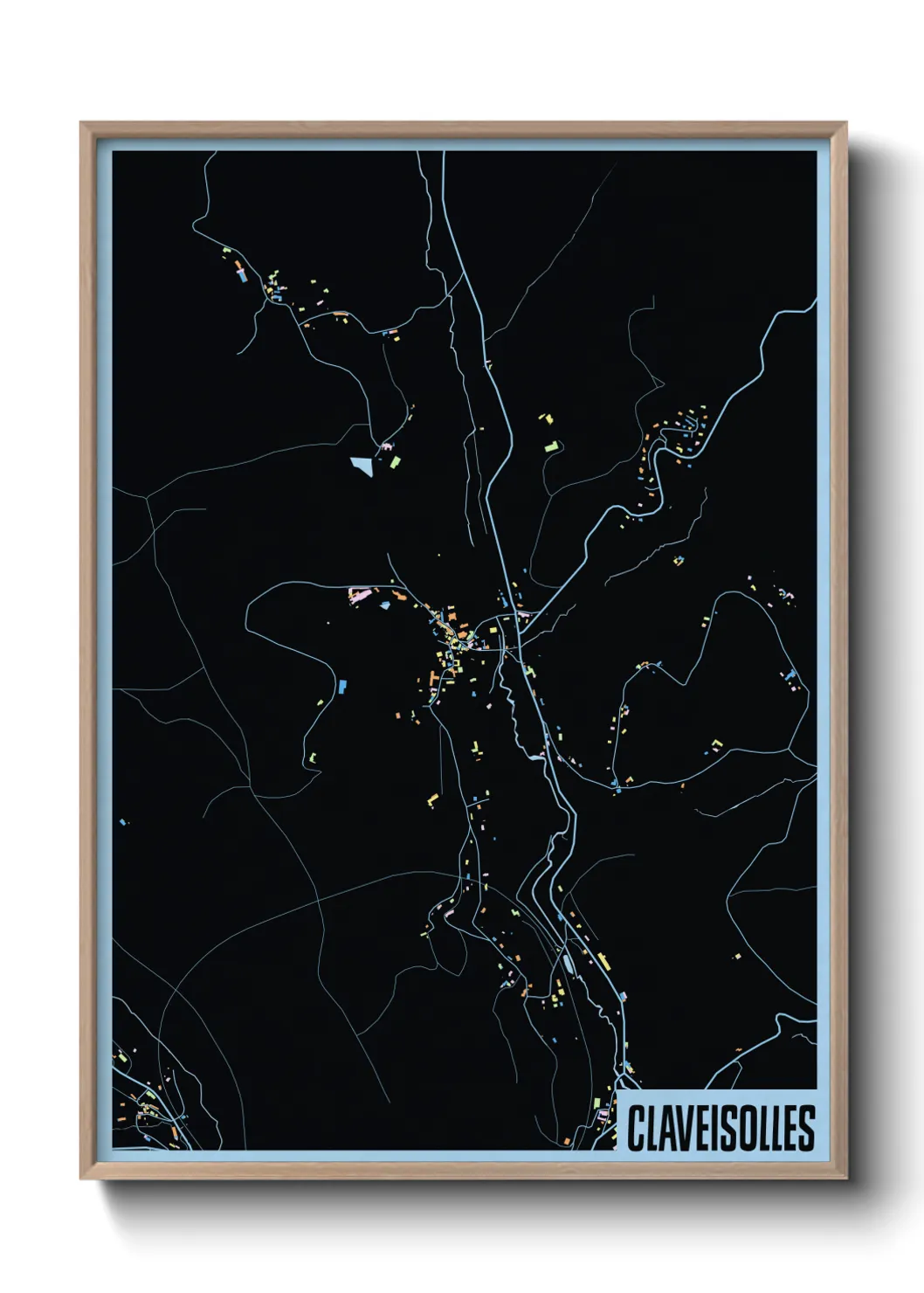 Une affiche de carte sur Claveisolles