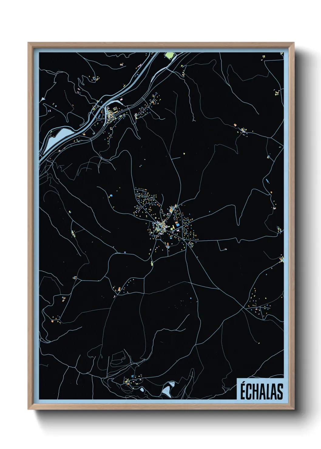 Une affiche de carte sur Échalas