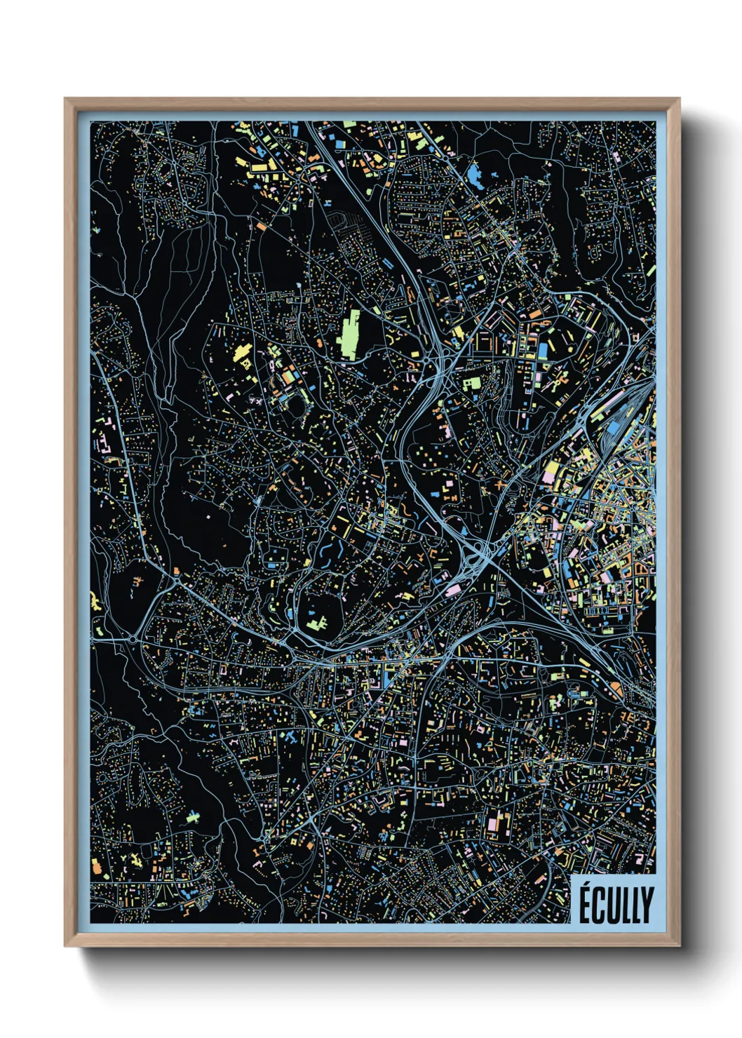 Une affiche de carte sur Écully