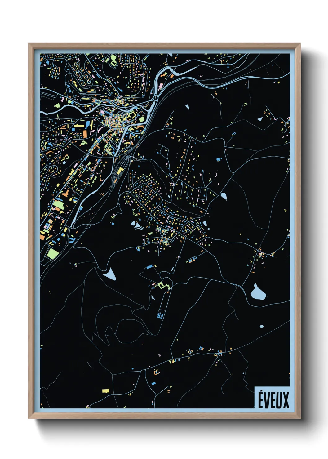 Une affiche de carte sur Éveux