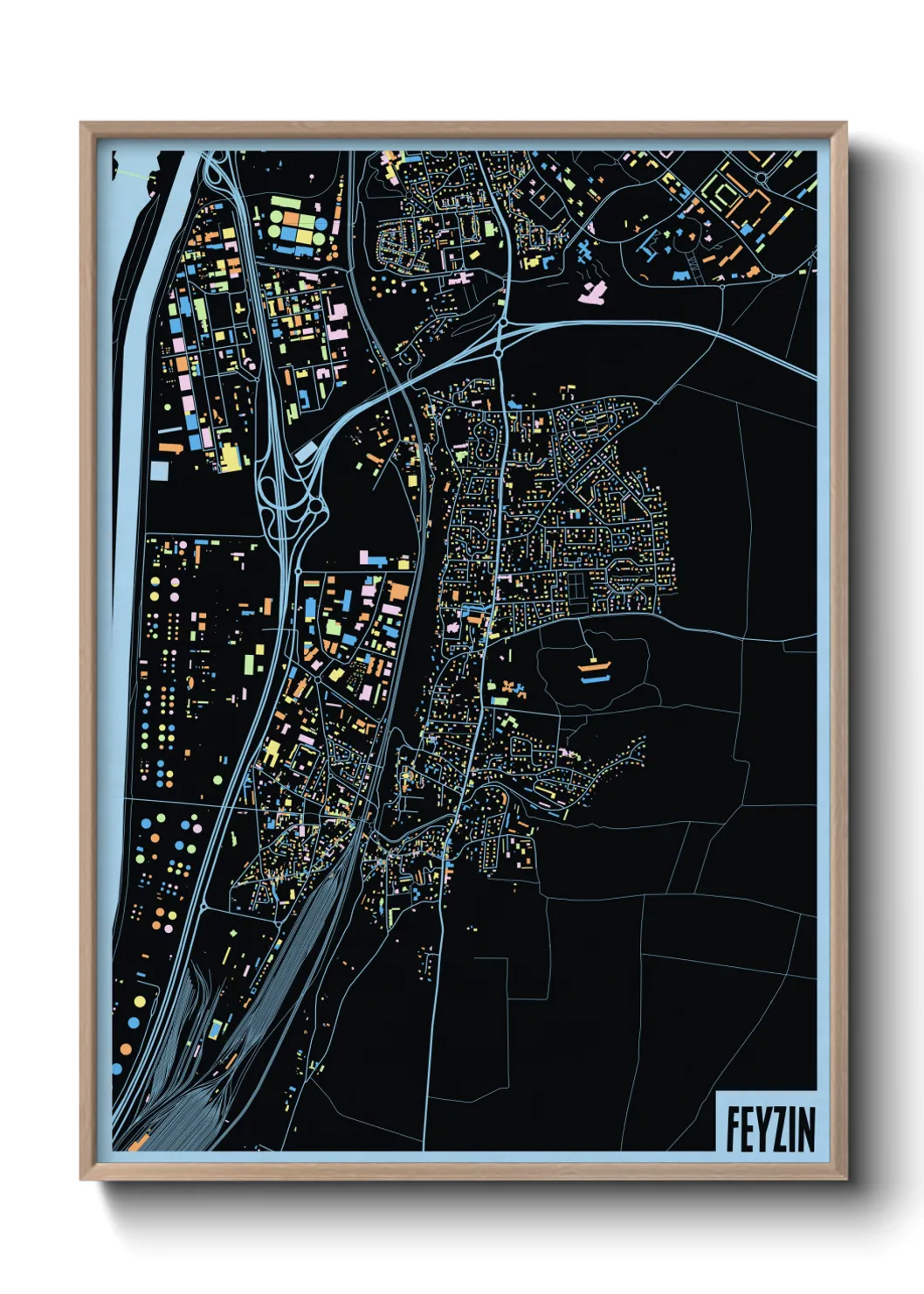 Une affiche de carte sur Feyzin