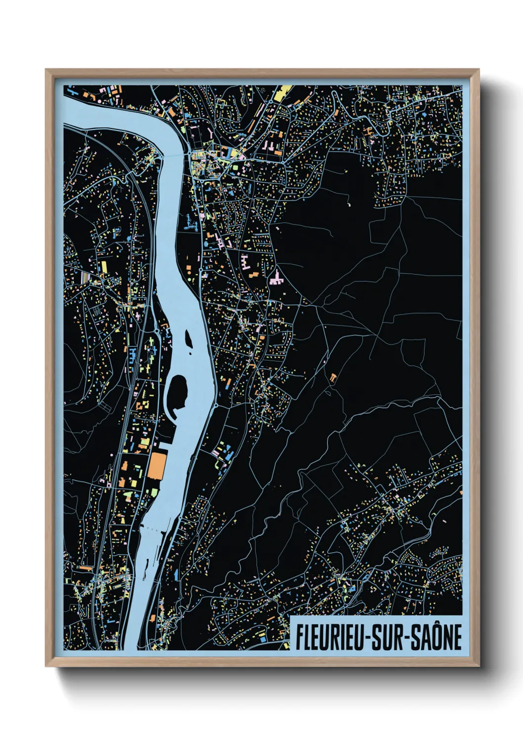 Une affiche de carte sur Fleurieu-sur-Saône