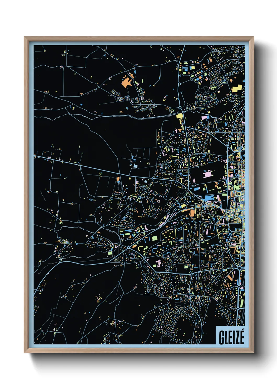 Une affiche de carte sur Gleizé