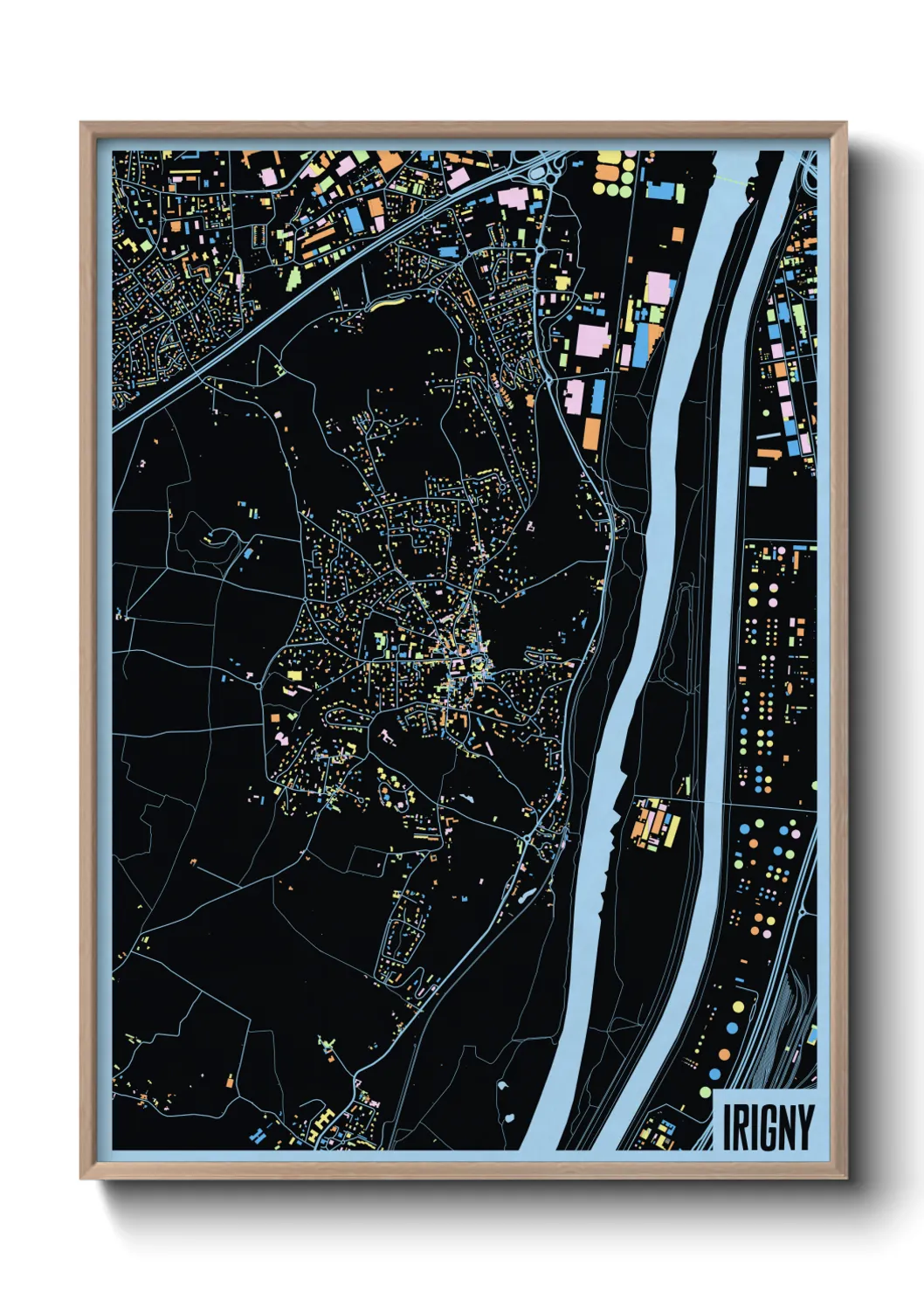 Une affiche de carte sur Irigny