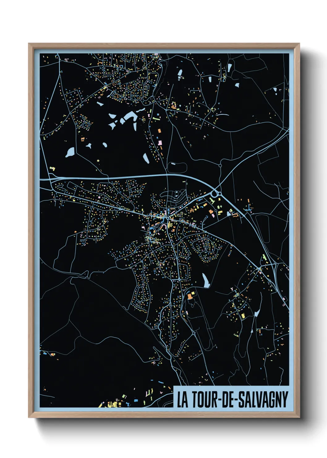 Une affiche de carte sur La Tour-de-Salvagny