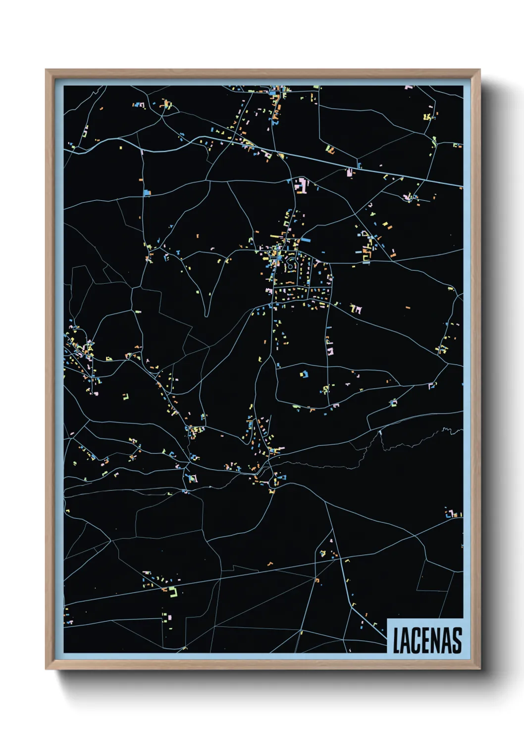 Une affiche de carte sur Lacenas