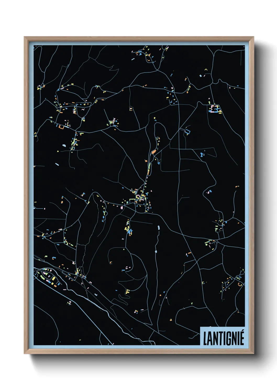 Une affiche de carte sur Lantignié