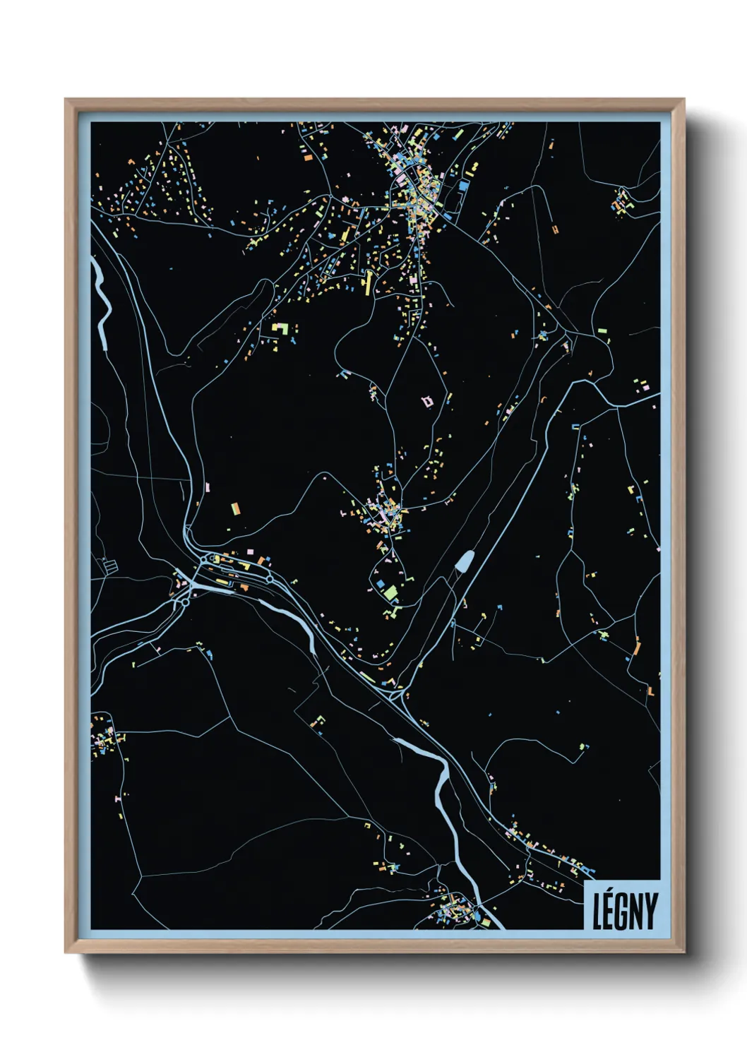 Une affiche de carte sur Légny