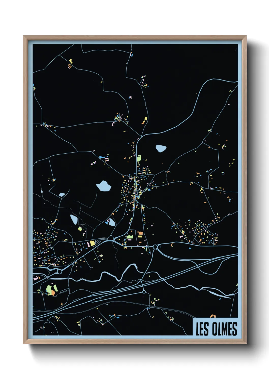 Une affiche de carte sur Les Olmes