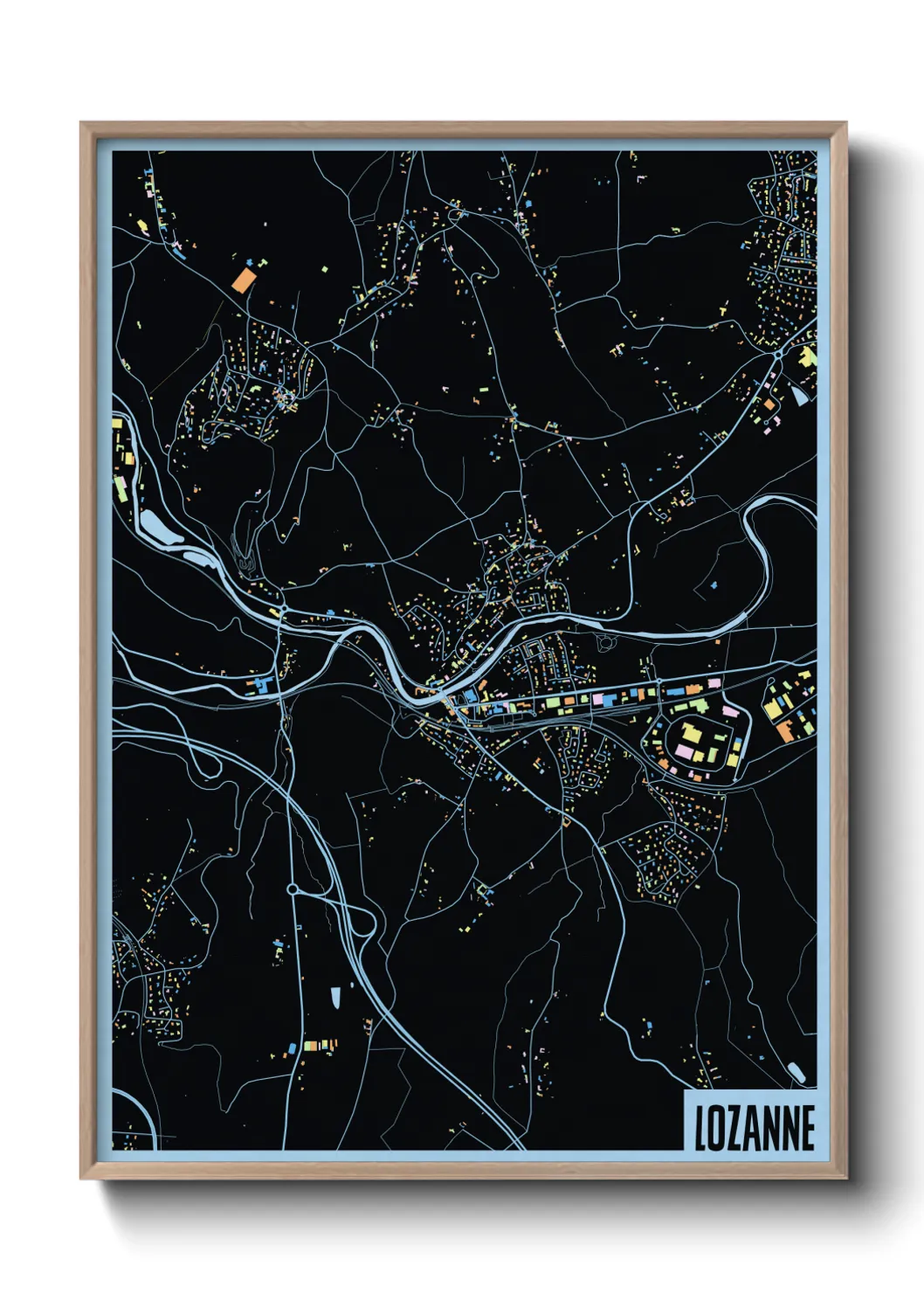 Une affiche de carte sur Lozanne