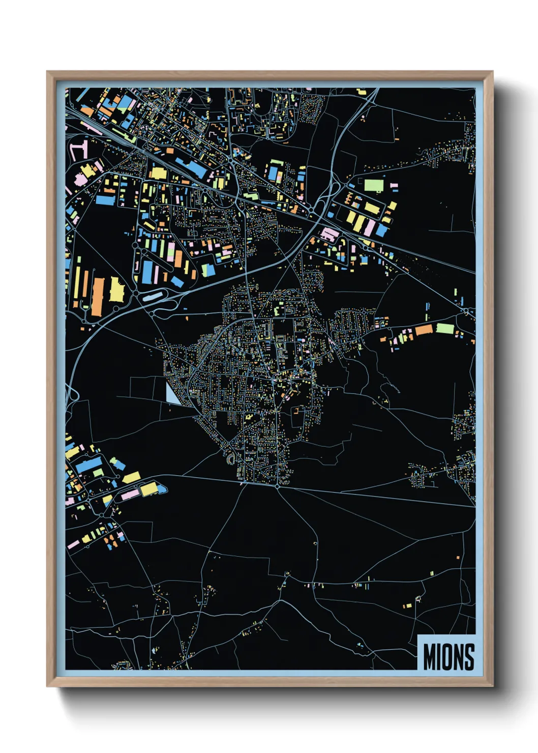 Une affiche de carte sur Mions