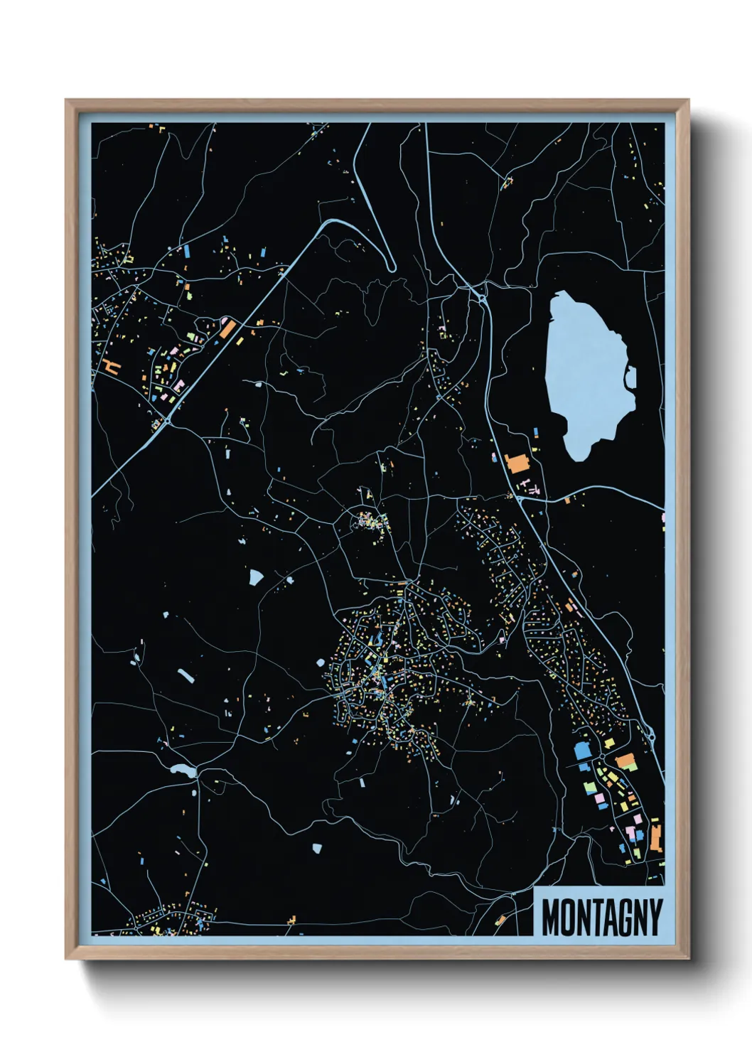 Une affiche de carte sur Montagny