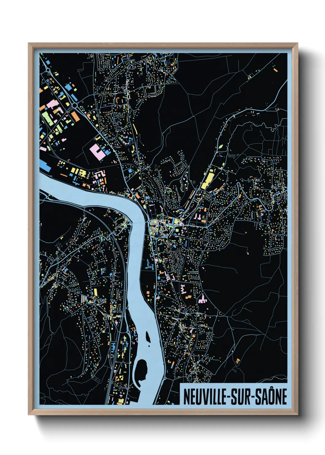 Une affiche de carte sur Neuville-sur-Saône