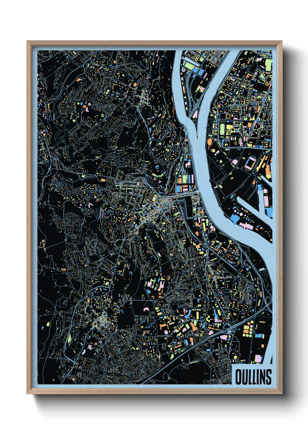 Une affiche de carte sur Oullins