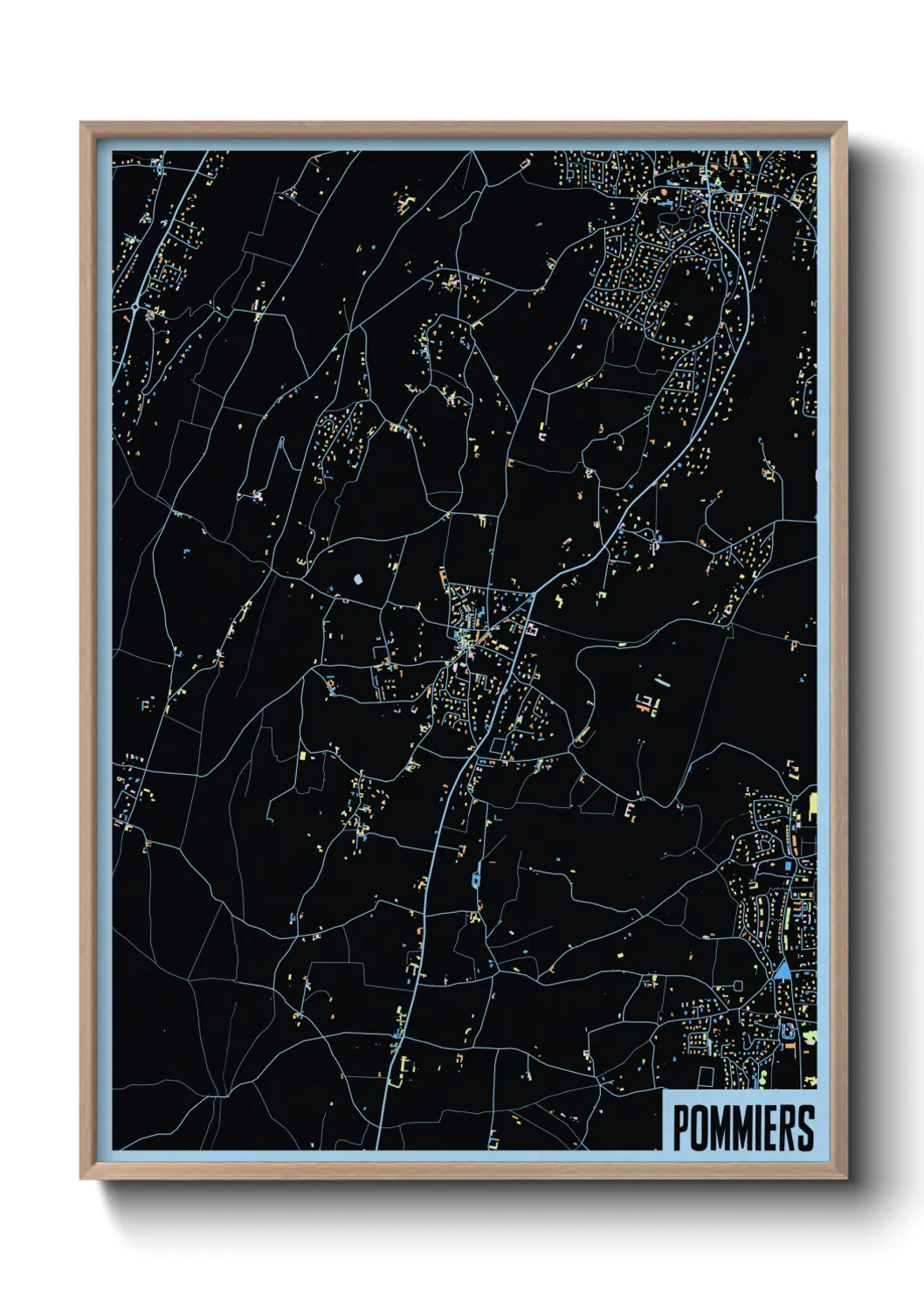 Une affiche de carte sur Pommiers