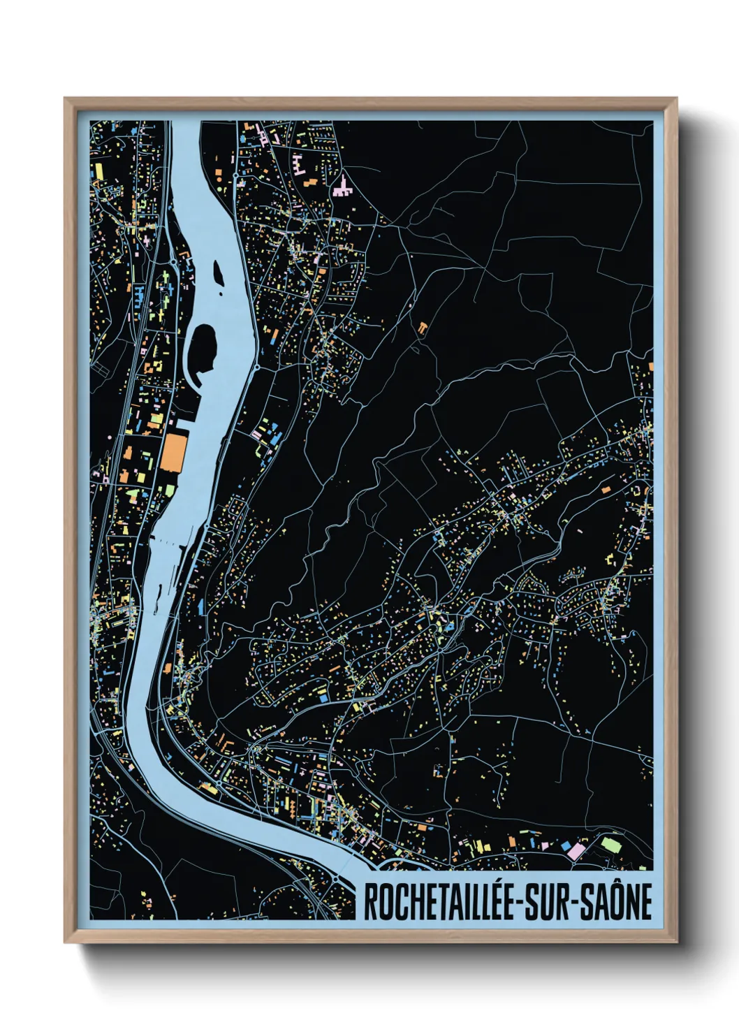 Une affiche de carte sur Rochetaillée-sur-Saône