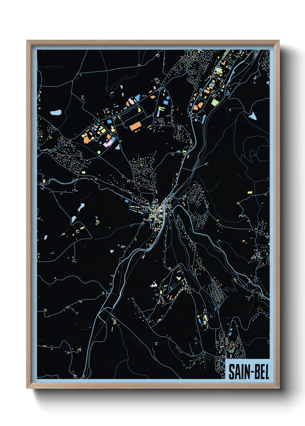 Une affiche de carte sur Sain-Bel