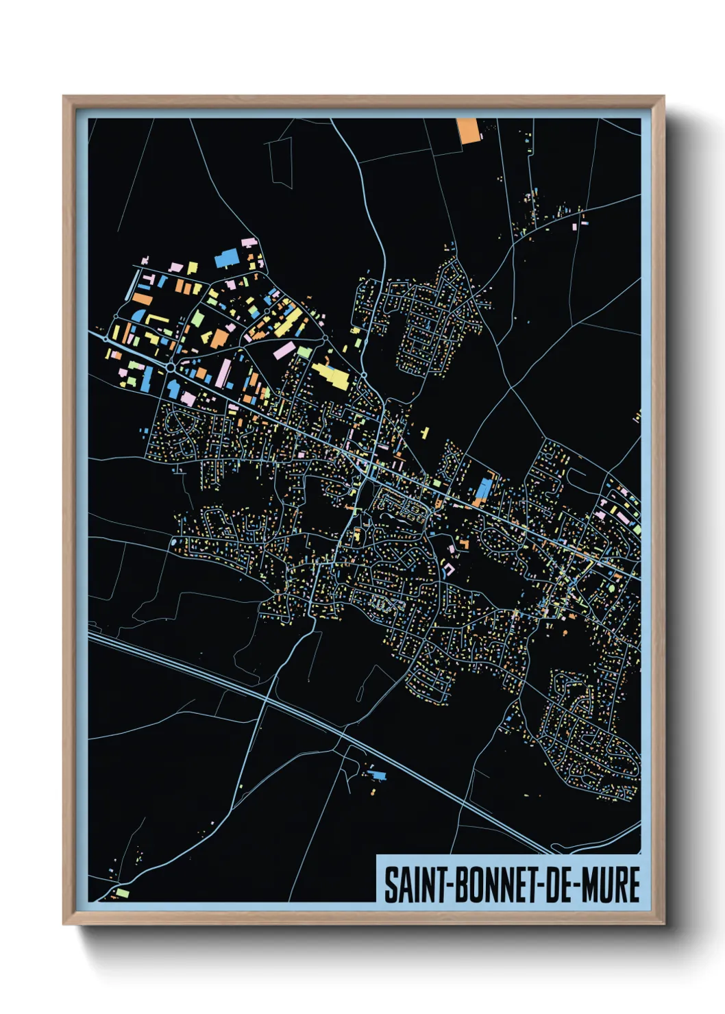 Une affiche de carte sur Saint-Bonnet-de-Mure