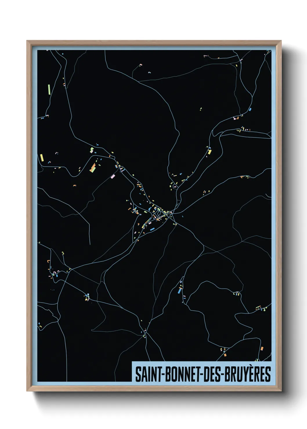 Une affiche de carte sur Saint-Bonnet-des-Bruyères