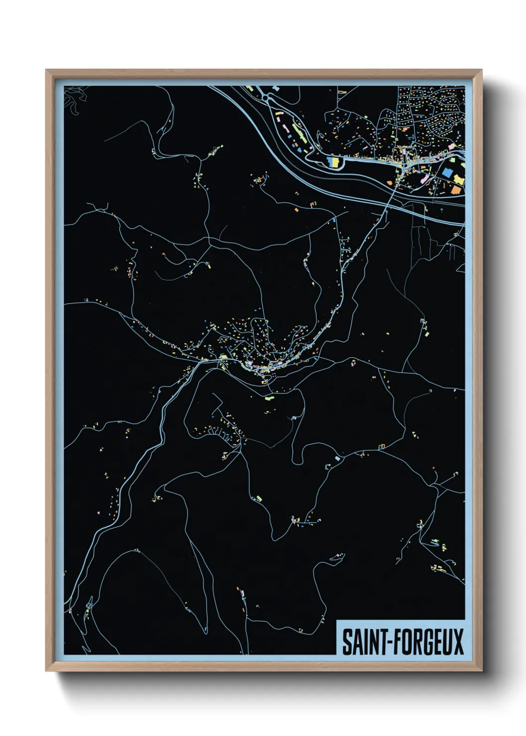 Une affiche de carte sur Saint-Forgeux