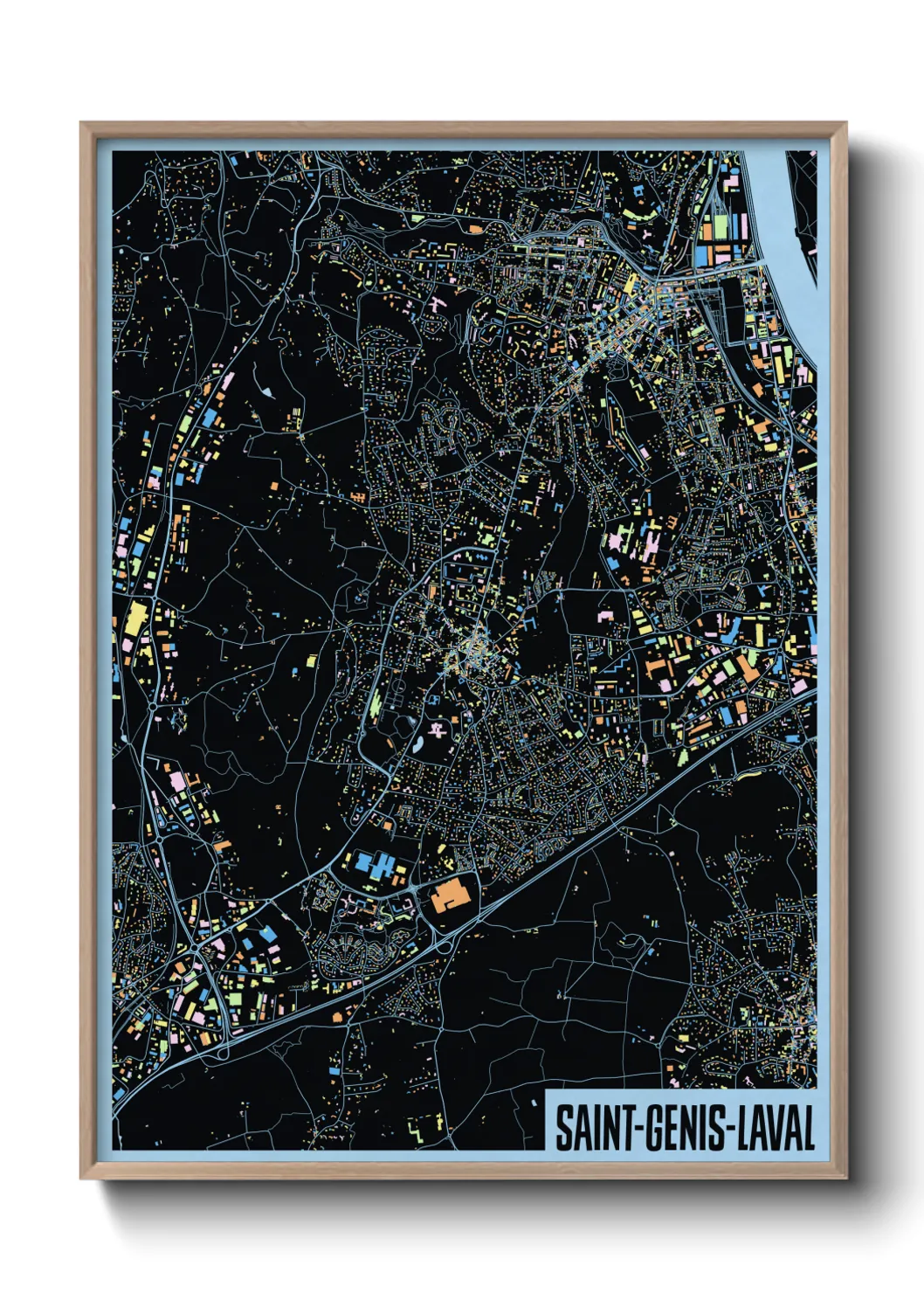 Une affiche de carte sur Saint-Genis-Laval