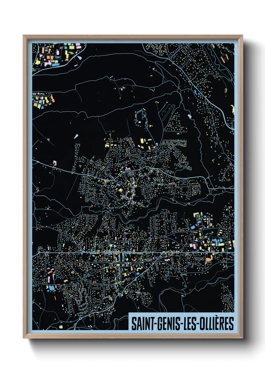 Une affiche de carte sur Saint-Genis-les-Ollières